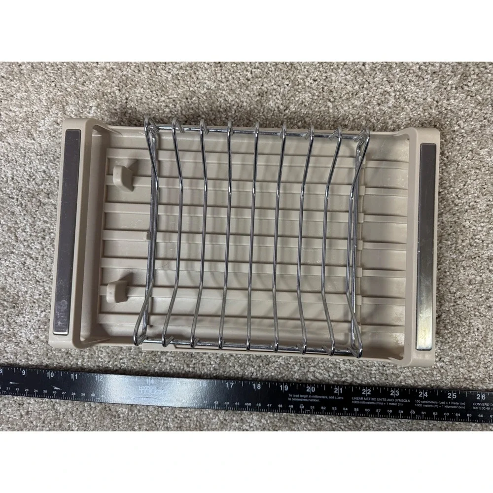 Expandable Dish Drying Rack Beige Plastic Chrome Wire Kitchen Counter Organizer
